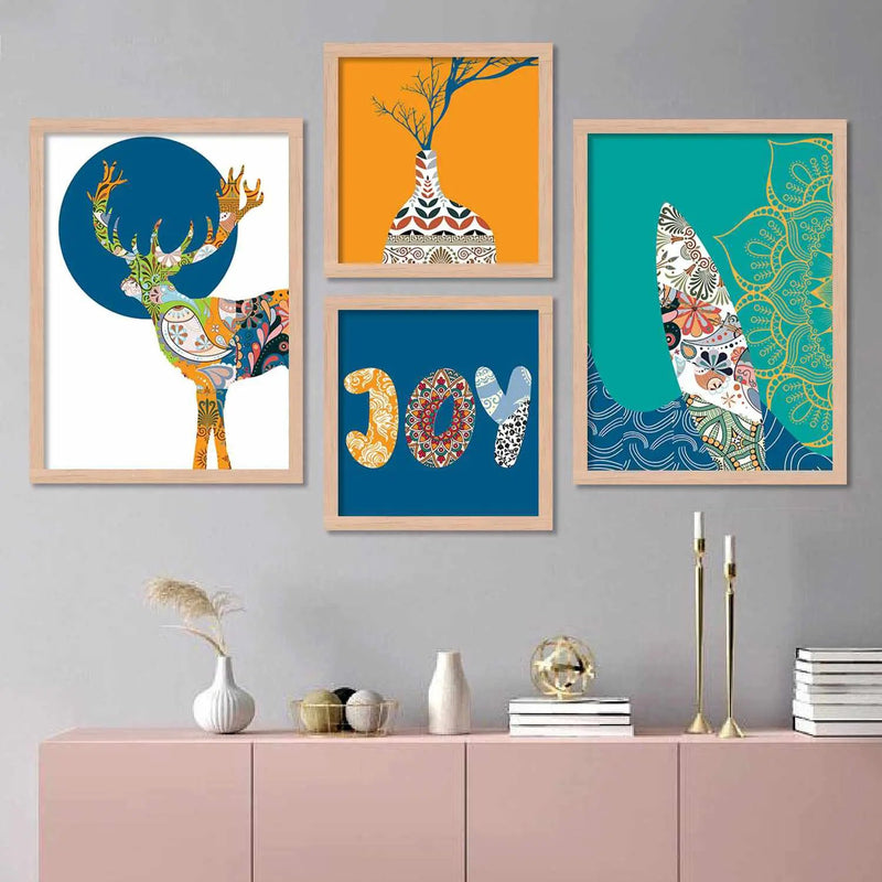 Wall Art Masterpiece: Abstract Minimal Art Posters Combo with Frame by Kotart store