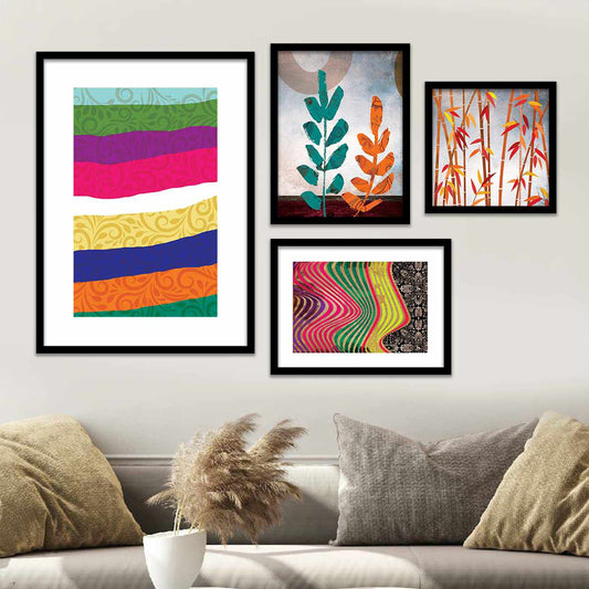 Wall Art Masterpiece: Abstract Minimal Art Posters Combo with Frame-Kotart