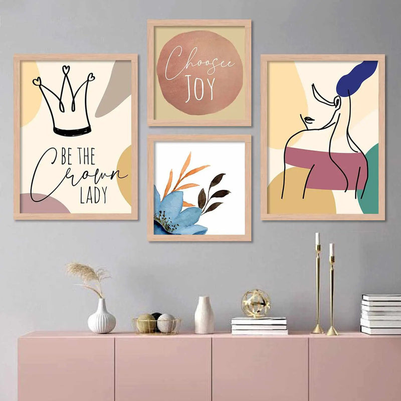 Wall Art Masterpiece: Abstract Minimal Art Posters Combo with Frame-Kotart