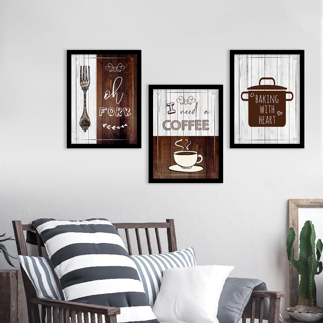 Wall Frame Set for Kitchen Restaurant & Bar Wall Decor - Food Quotes P ...