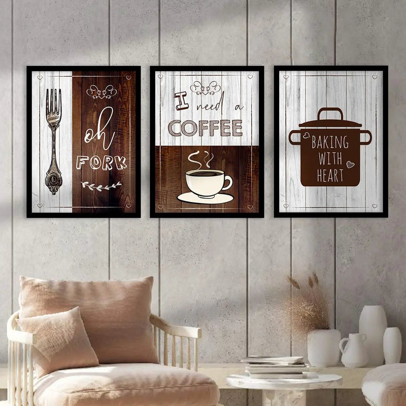 Wall Frame Set for Kitchen Restaurant & Bar Wall Decor - Food Quotes Posters Set-Kotart