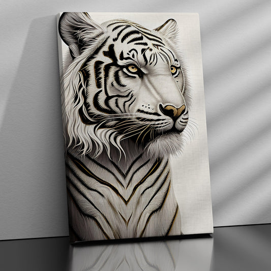 White Tiger Canvas Painting for Living Room Wall Decor - Wild Tiger Canvas Art-Kotart